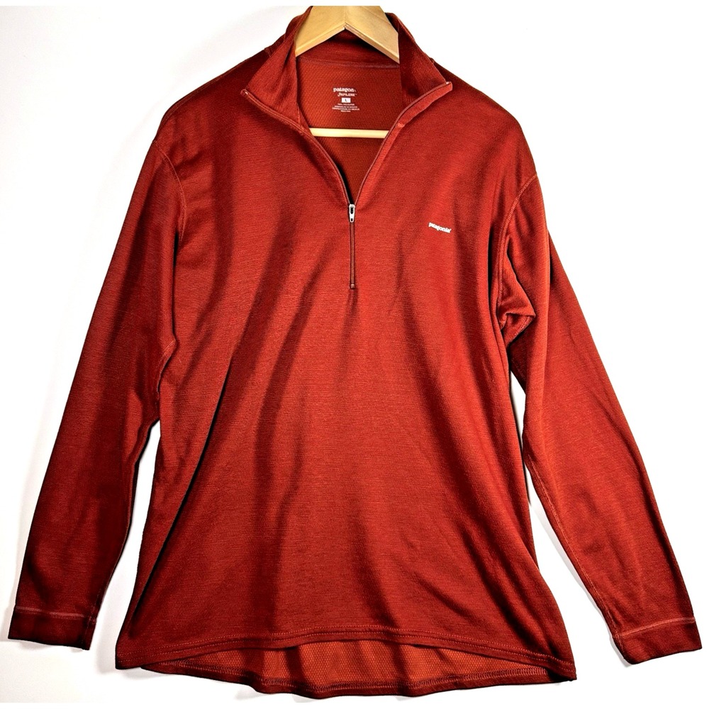 Patagonia Capilene Midweight Zip T Mens Large Rust Red Quarter Zip Pullover